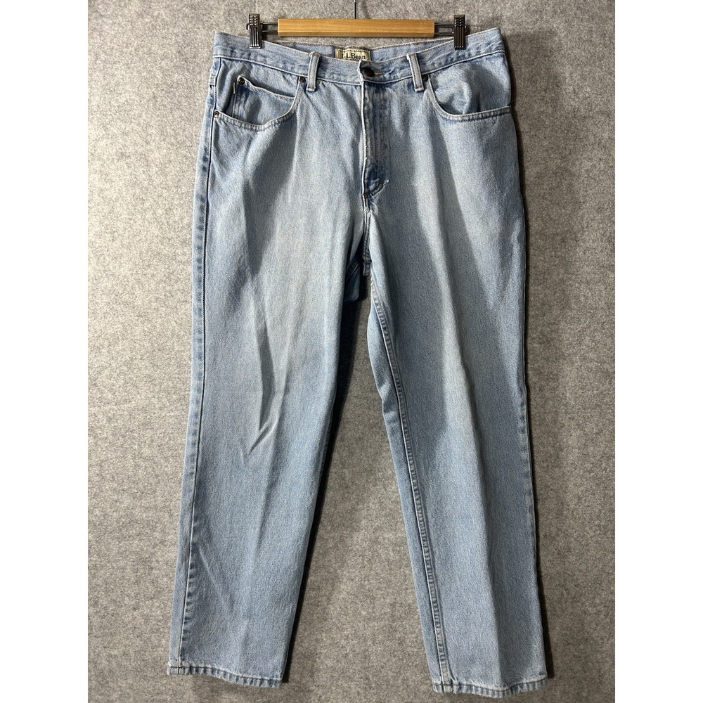 L.L.Bean Classic Fit Jeans Y2K 36x30 Light Wash Blue Denim 100% Cotton Straight